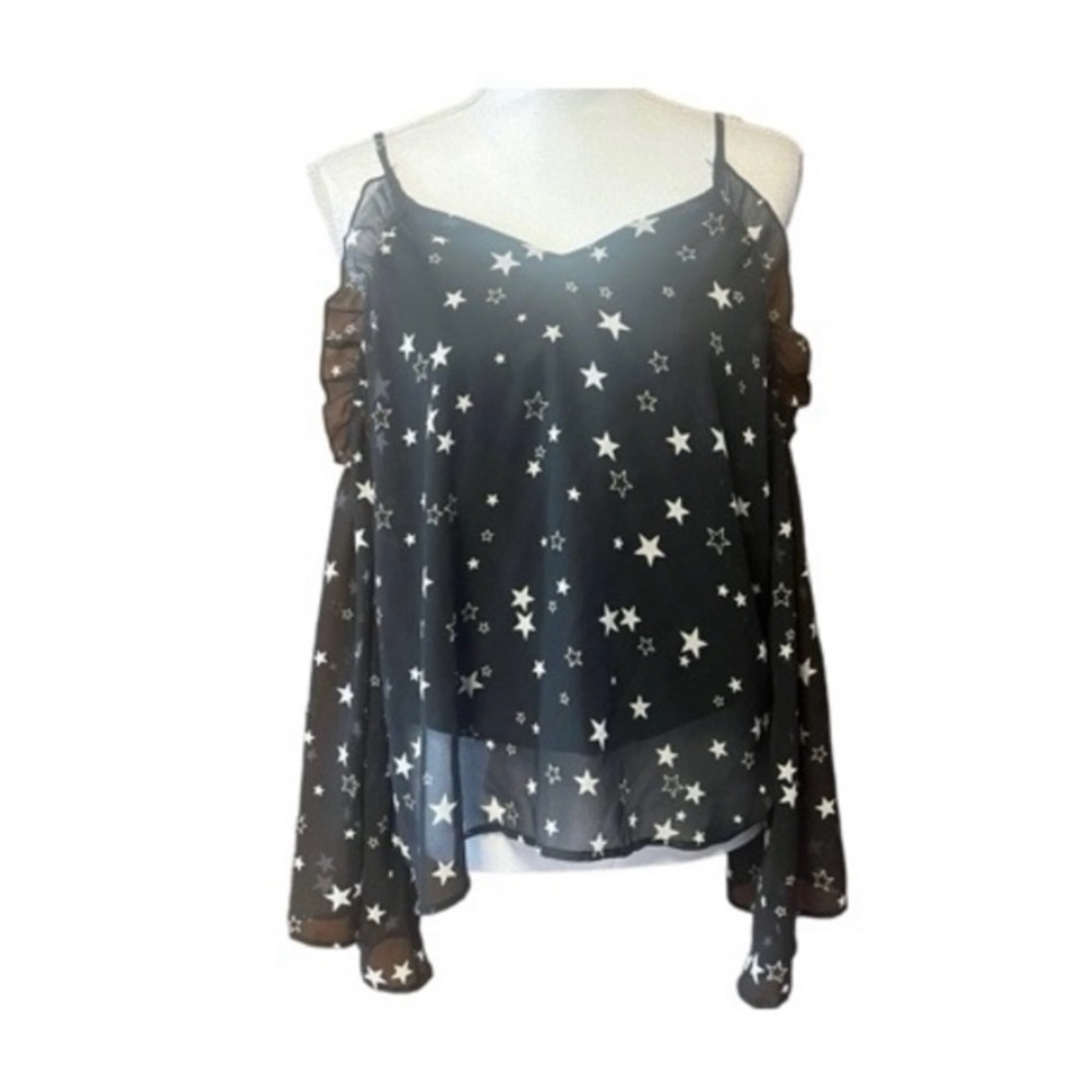 By Together Star Print Cold Shoulder‎ Top